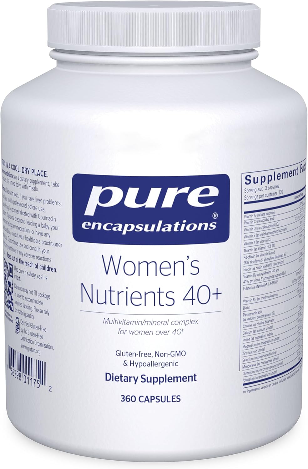 Pure Encapsulations Women's Nutrients 40+ - Multivitamin for Women Over 40 to Support Urinary Tract Health, Breast Cell Health & Eye Integrity* Vitamin C & E - Gluten-Free & Non-GMO - 360 Capsules