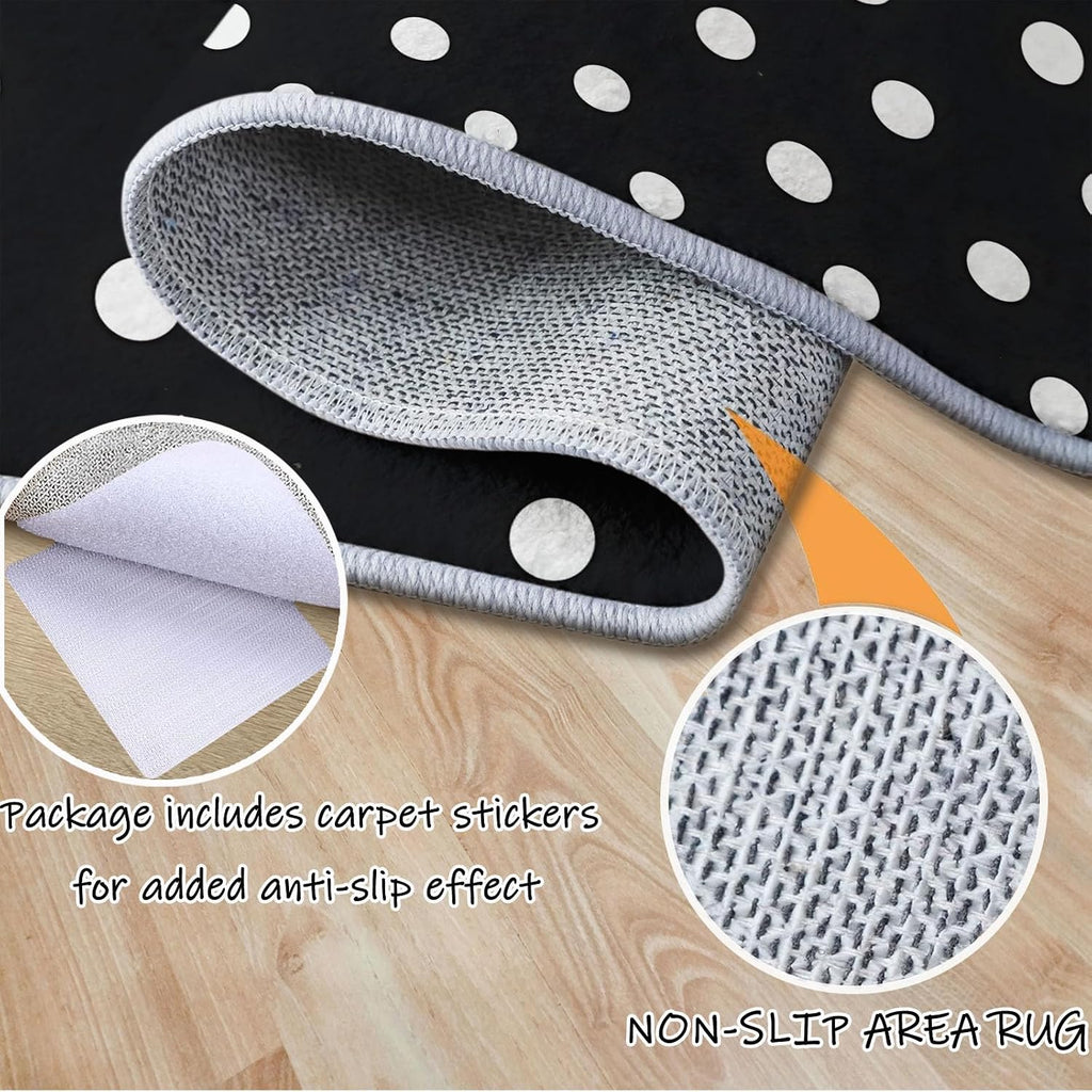 Minimal Design Dots, Machine Washable Area Rugs Perfect for high Traffic Areas of Your Living Room,Bedroom,Home Office,Kitchen Area Rug 6 x 8 ft Black Carpet