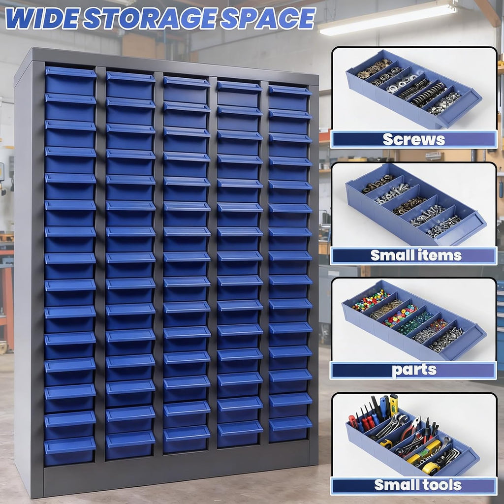75 Drawers Parts Cabinet Bolt and Nut Tool Storage Cabinet, ABS Material Hardware Organizer, Adjustable Bolt Bin, Bolt Bins Organizer for Shop