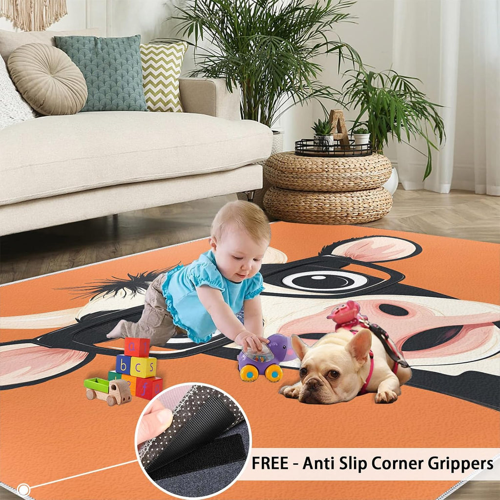 6x8 Cow Area Rug - Cartoon Cow Large Rugs for Living Room, Cute Calf Carpet Area Rug for Girls Bedroom Kids Room Basement Office Classroom