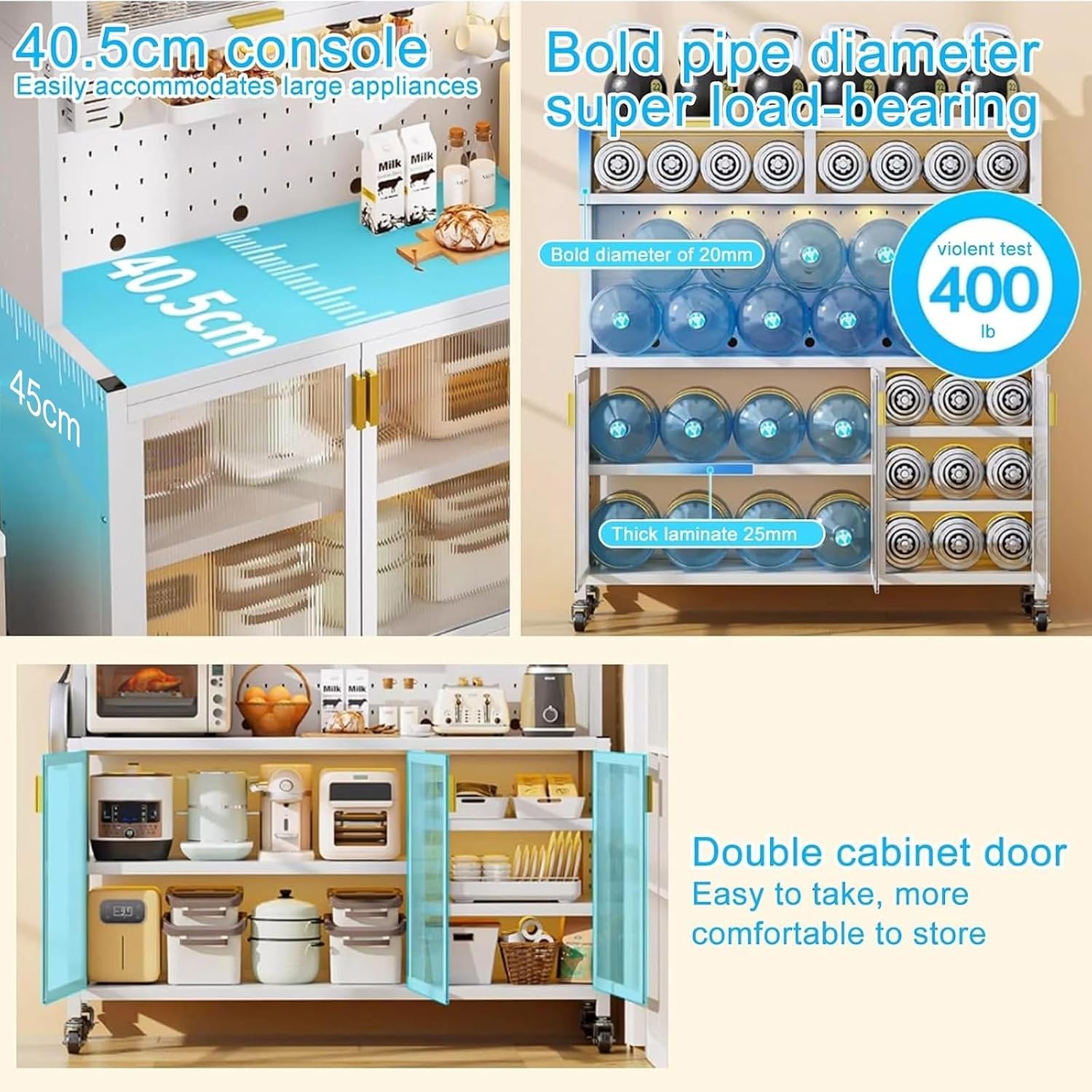Kitchen Bakers Rack with Storage, Kitchen Cabinets with Worktop, for Dining Living Room Coffee Shop(60cm)