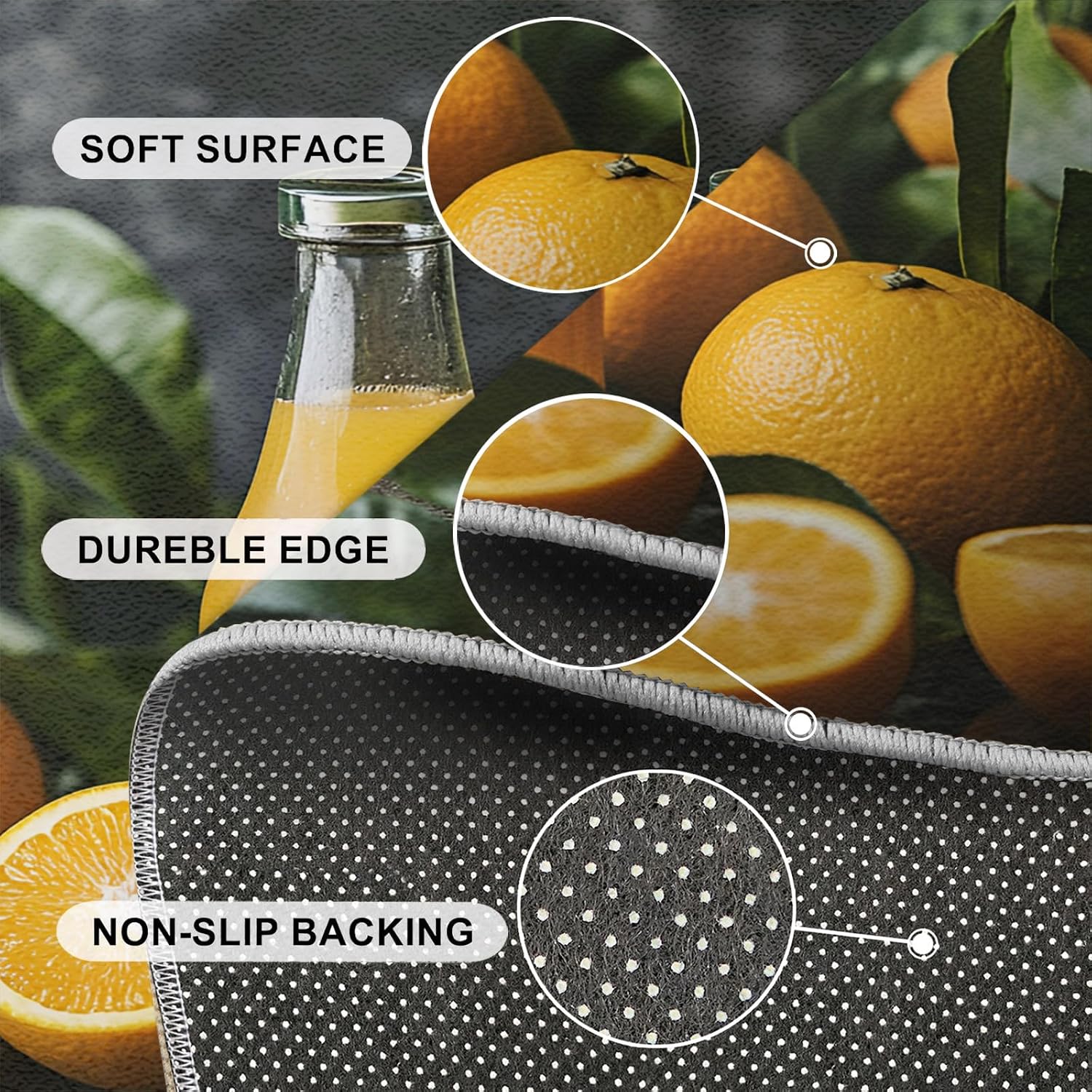 Orange Juice Area Rug Large - 6x8 Rug, Oranges Rugs for Living Room, Fruit Carpet, Fruits Drink Washable Area Rugs for Bedroom, Modern Carpet, Orange Home Decor