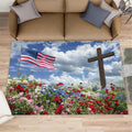 Independence Day Rugs for Bedroom, Memorial Day Rug 6x8, Patriotism Dining Room Rugs Washable & Non Slip Large Carpet for Home Decor