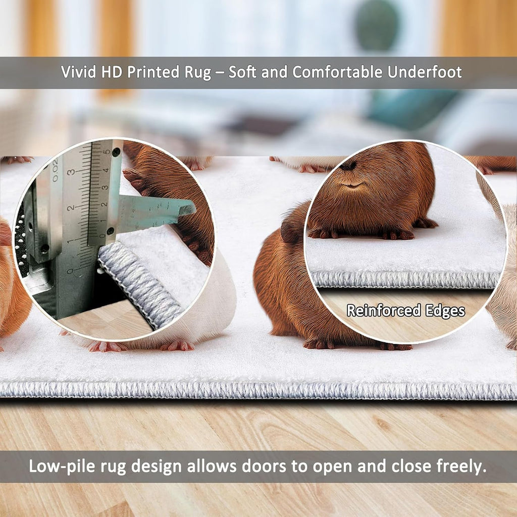 Soft Cartoon Carpet for Bedroom Living Room Non-Slip Rugs 5' x 7', Fluffy Indoor Washable Minimalist Animals Cute Guinea Pig Carpet for Kids Boys Girls Dorm Nursery Room Home Decor