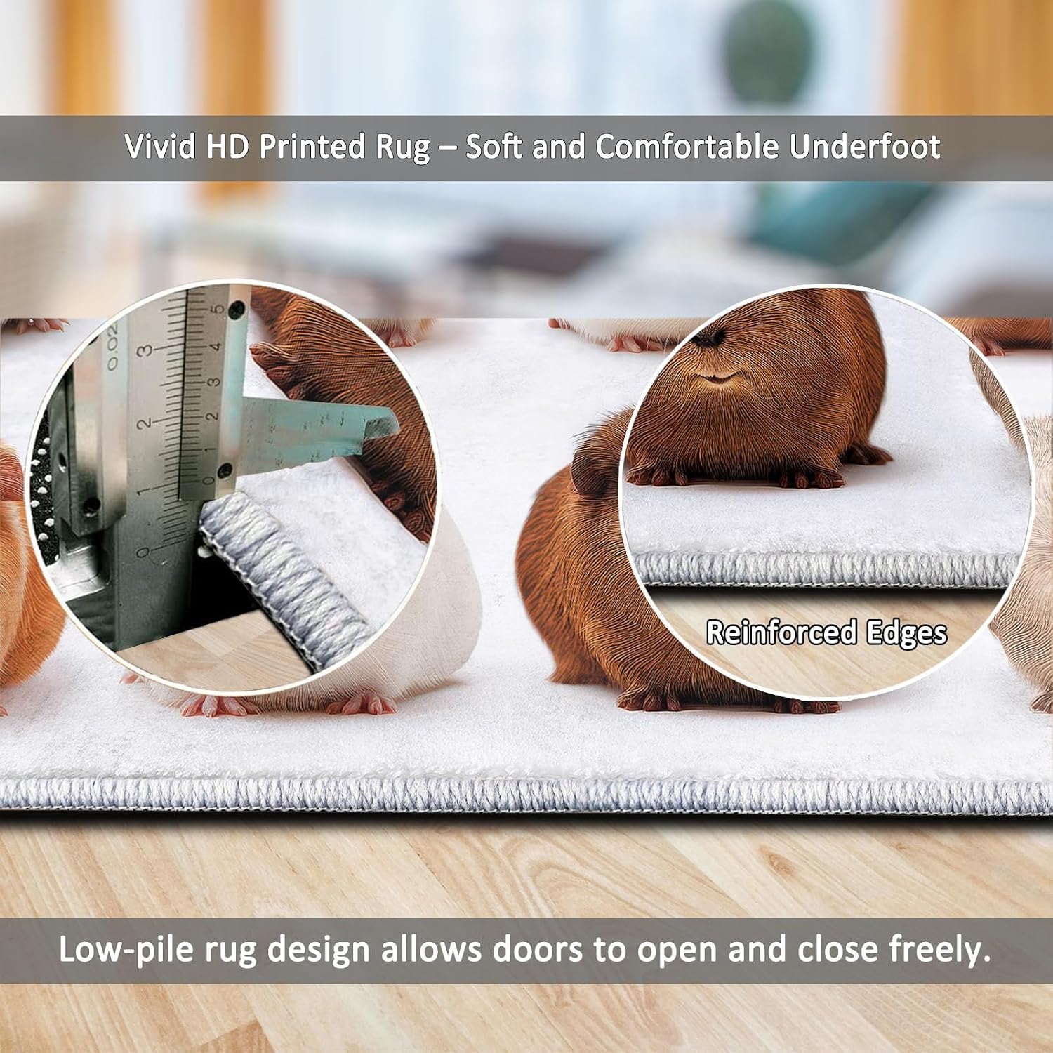Soft Cartoon Carpet for Bedroom Living Room Non-Slip Rugs 5' x 7', Fluffy Indoor Washable Minimalist Animals Cute Guinea Pig Carpet for Kids Boys Girls Dorm Nursery Room Home Decor