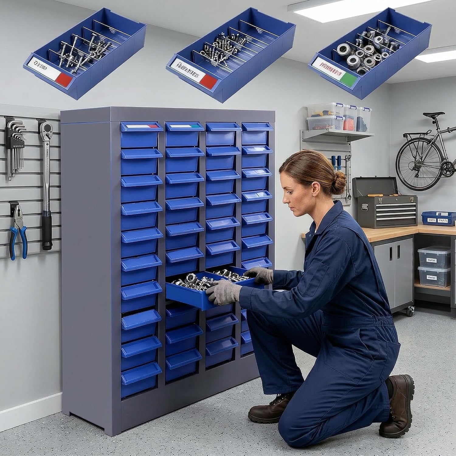 40 Drawers Parts Cabinet Organizer with Metal Frame and ABS Drawers - Bolt Organizer Storage for Nut and Bolt Hardware