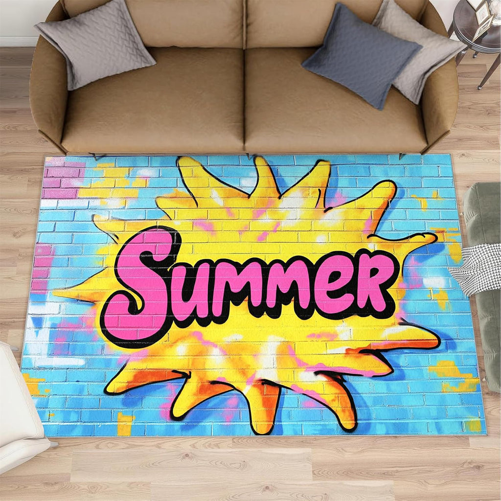 Graffiti Rugs for Living Room 6x8 Rug, Street Art Area Rug, Hip-Hop Style Rugs, Large Machine Washable Rug, Non-Slip Floor Carpet for Bedroom Kids Room Home Decor