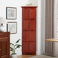 72' Sturdy Freestanding Storage Cabinet, Kitchen Storage Bakers Rack with Tiered Shelves, Utility Food Cupboard with Spacious Doors for Kitchen, Bathroom, Living Room, Cherry
