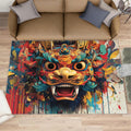 Chinese Rug 6x8, Lion Dance Rugs for Bedroom, Tradition Rugs for Living Room, Non Slip Area Rug, Housewarming Gifts & Indoor Floor Mats