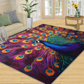 Peacock Rug 6x8-6x8 Rug, Purple Feather Area Rugs for Living Room Bedroom, Bird Area Carpet, Animal Washable Carpet, Peacock Home Decor & Gifts