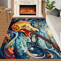 Music Guitar Rug for Bedroom - Music Area Rug - Guitar Lover Rugs for Living Room, Non-Slip Low Pile Carpet for Classroom Recording Studio Band 6x8ft