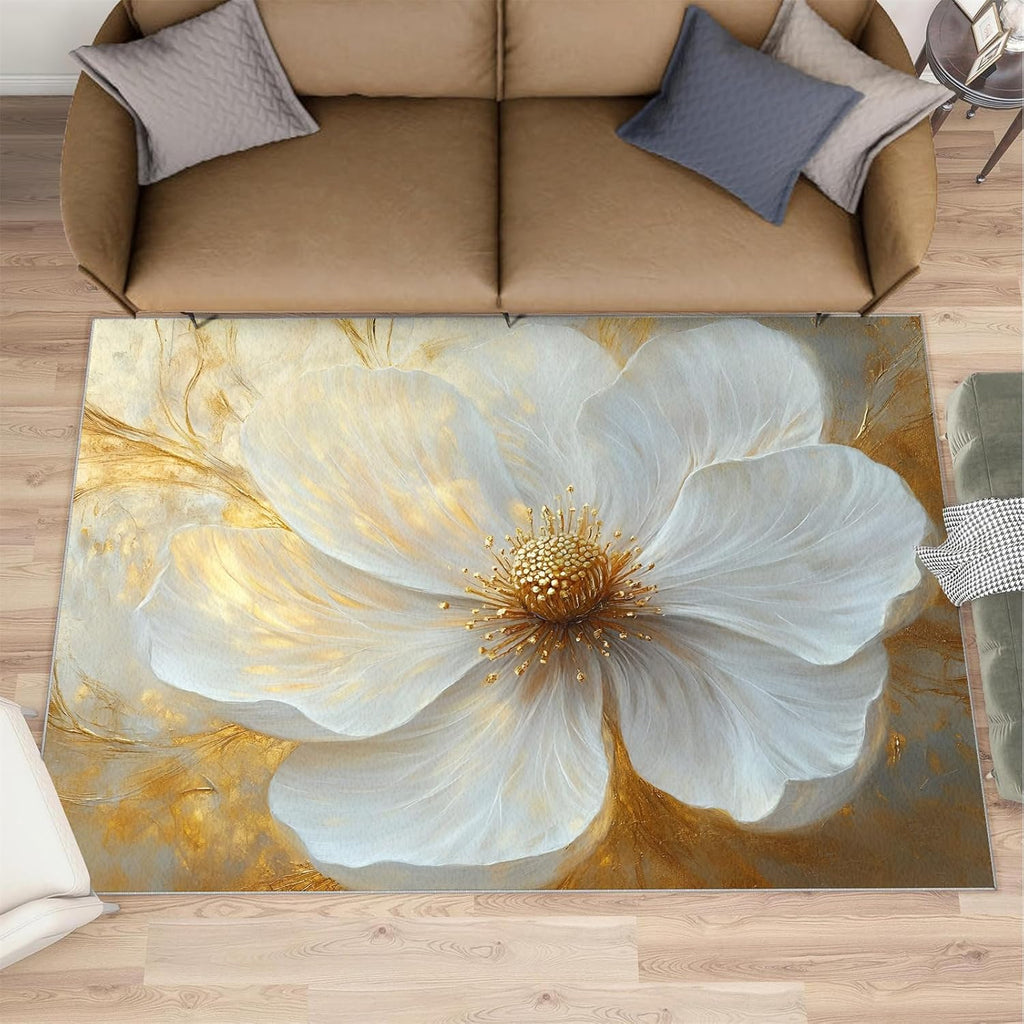 Dreamy Florals Area Rug 6x8 - Modern Florals Large Rugs for Living Room, Elegant Flowers Carpet Area Rug for Girls Bedroom Kids Room Basement Office Classroom