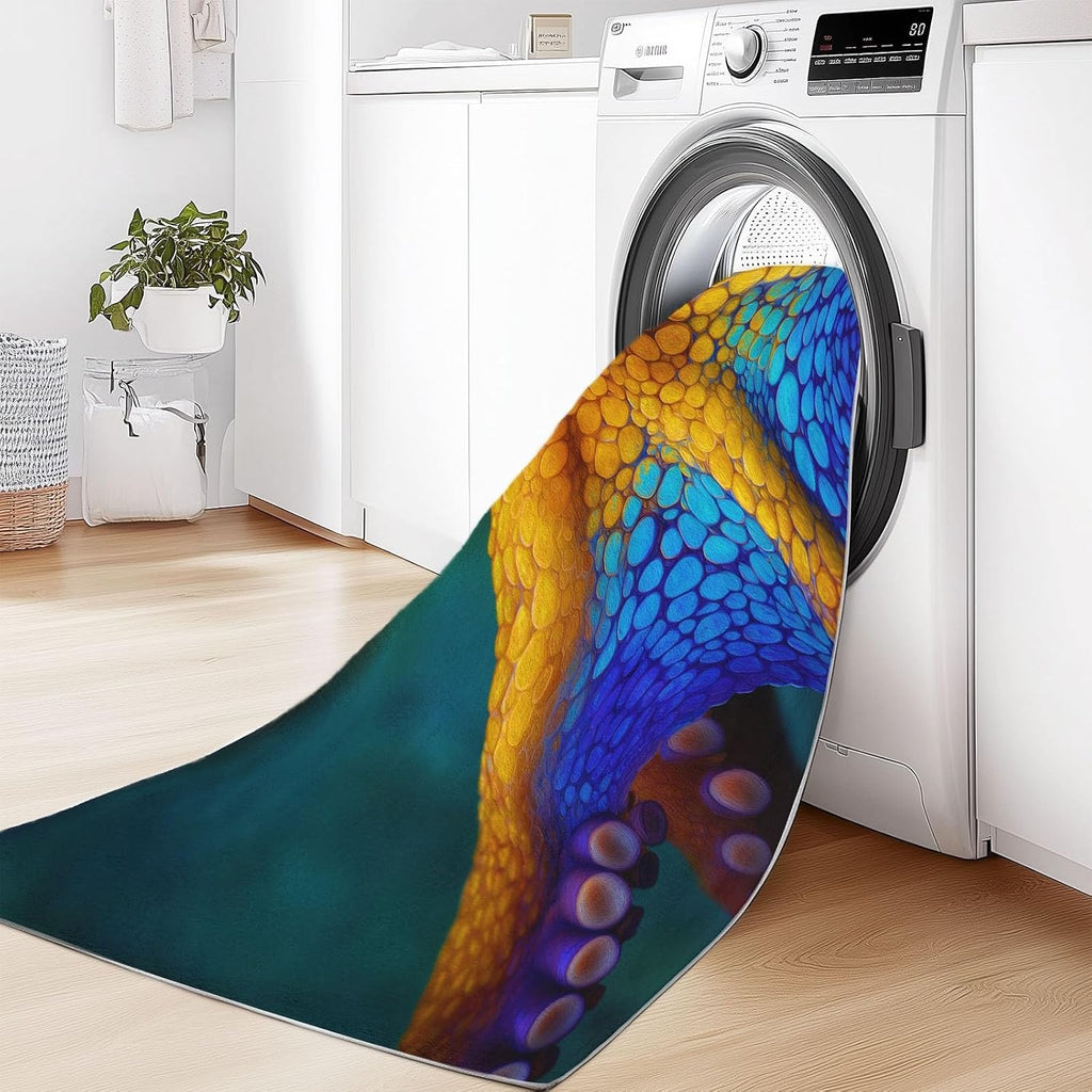 Nature Photography Washable Living Room Rugs, 5' x 7' Area Rugs for Bedroom ‎‎‎‎Nursery Soft Non-Slip Stain Resistant Marine Animals Polka Dot Octopus Print Throw Carpet for Kids Playroom Office