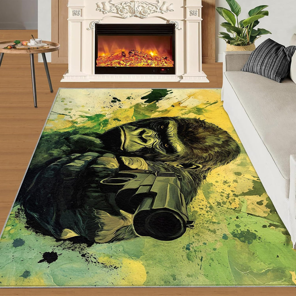 6x8 Gorilla Area Rug - Chimpanzee Large Rugs for Living Room, War Gorilla Carpet Area Rug for Girls Bedroom Kids Room Basement Office Classroom