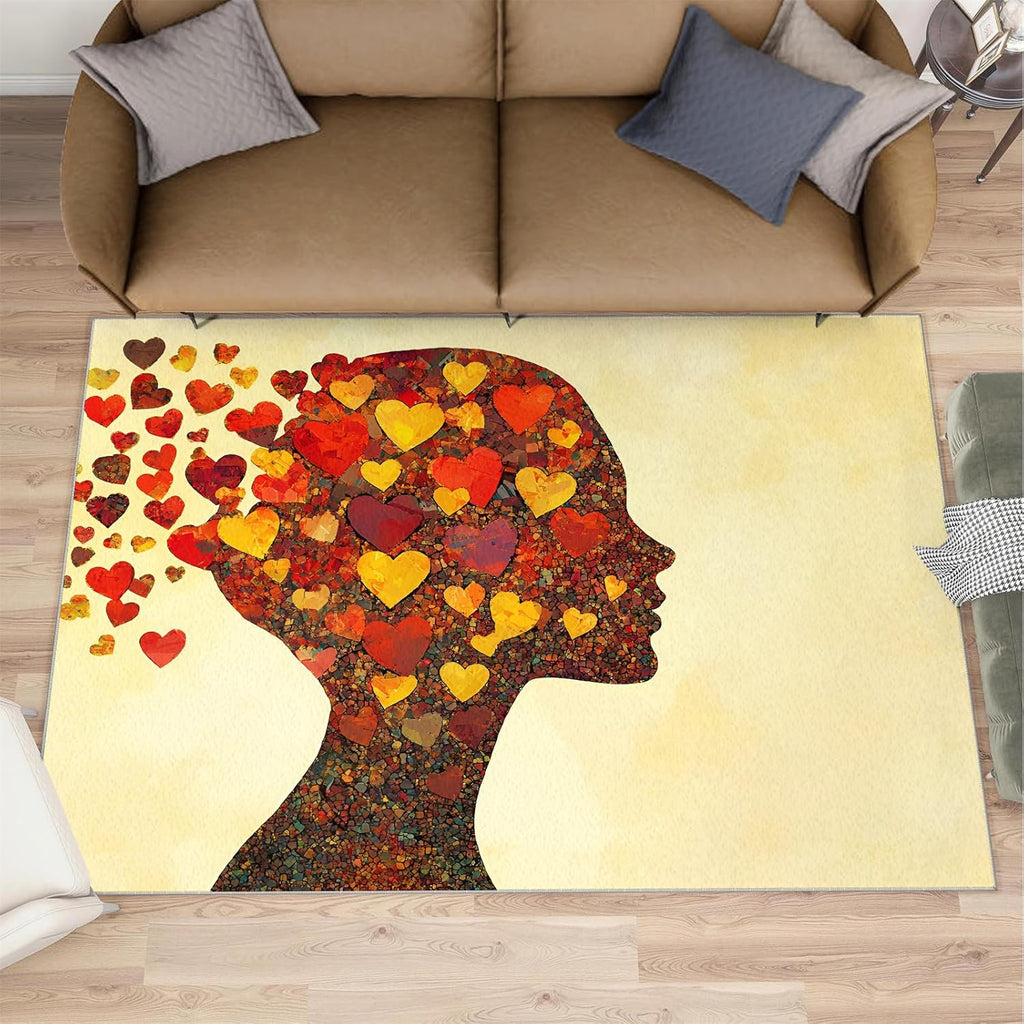 6x8 Abstract Area Rug - Romantic Large Rugs for Living Room, Woman Carpet Area Rug for Girls Bedroom Kids Room Basement Office Classroom