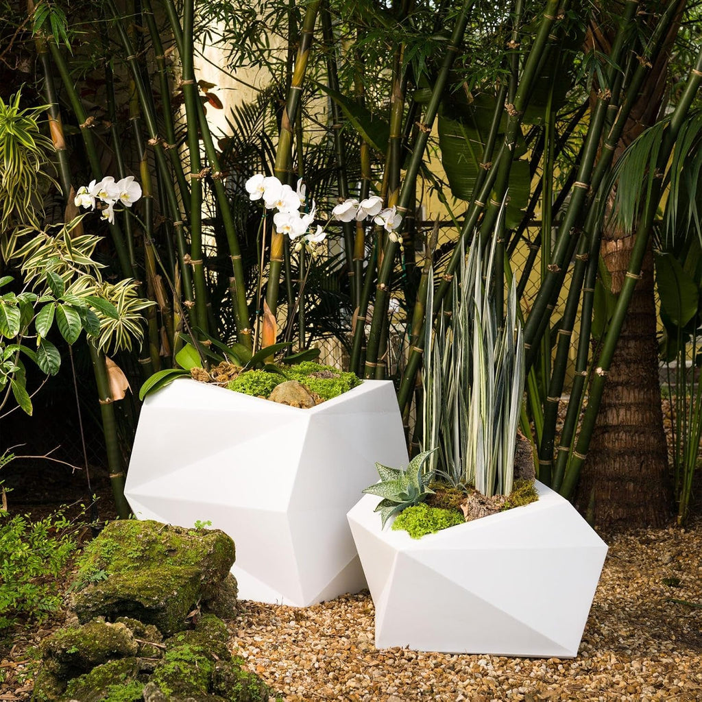 Crescent Garden Origami Modern Geometric Planter, Futuristic Large Plant Pot for Indoors/Outdoors - 23' W (Ash Gray) - Designer Favorite Pot!