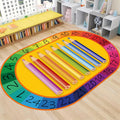 Children's Play Area Rug,6x8ft,Colored Pencil Puzzle Fun Classroom Rug, Learning Numbers Soft and Comfortable Children's Rug, Non-Slip Washable Children's Room Rug, Classroom Playroom Decoration