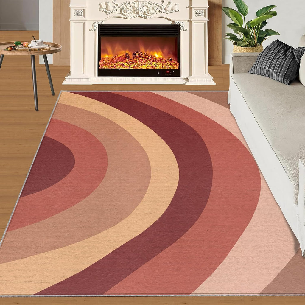 Colorful Bohemian Art Area Rug, Creative Design Rugs for Living Room, Indoor Non-Slip Kids Rugs, Machine Washable Breathable Durable Carpet for Front Entrance Floor Decor,6 x 8ft
