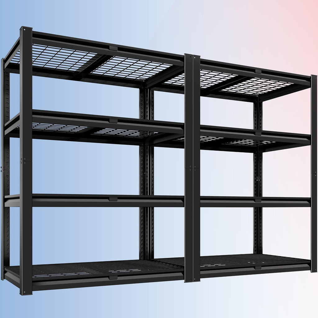 PrimeZone Heavy Duty Garage Shelving 2200 LBS 4 Tier Heavy Duty Storage Shelves Adjustable Industrial Metal Wire Shelf Unit for Garage,Basement,Pantry,Warehouse,Commercial,40' W X 20' D X 60' H 2Pack