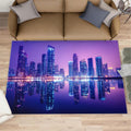 City Nightscape Area Rug 6x8 - Futuristic City Large Rugs for Living Room, Technological Buildings Carpet Area Rug for Girls Bedroom Kids Room Basement Office Classroom