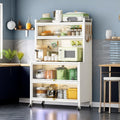 Metal Storage Shelves with Wheels, 5-Tier White Bakers Rack with Storage Cabinets & Drawers, Kitchen Baker's Rack Organizer with Lockable Doors, 360° Wheels for Pantry, Storage Room, Countertop, White