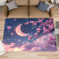 Cherry Blossoms Rug 6x8, Pink Flowers Rugs for Living Room, Japanese Style Rugs for Bedroom, Washable Area Rug, Non Slip Carpet for Hardwood Floors