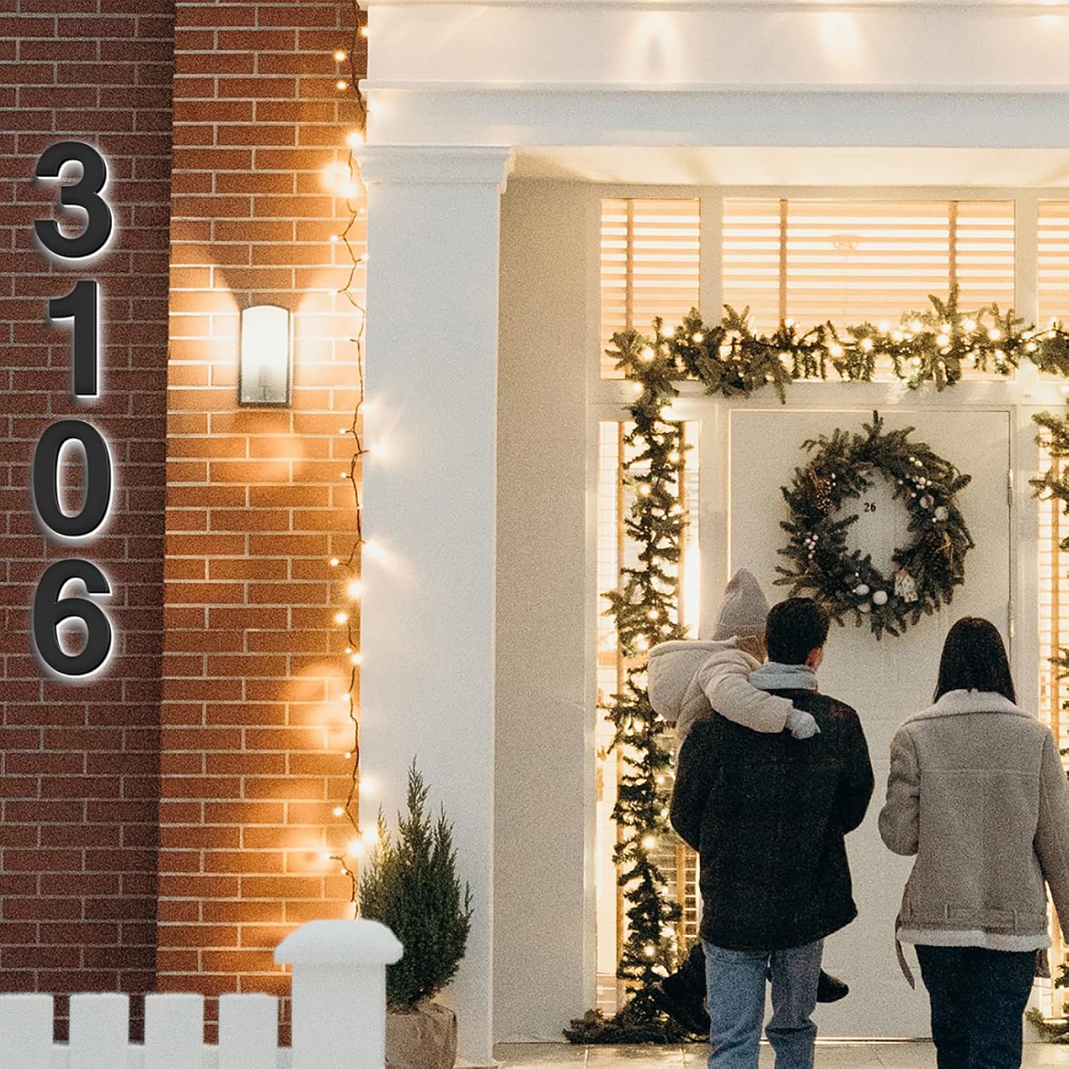 20' House Numbers Plaques With Lights, Backlit LED Illuminated Home Address Number, Lighted House Numbers Glow At Night For Outside,J