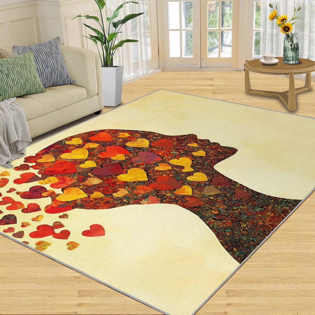 6x8 Abstract Area Rug - Romantic Large Rugs for Living Room, Woman Carpet Area Rug for Girls Bedroom Kids Room Basement Office Classroom