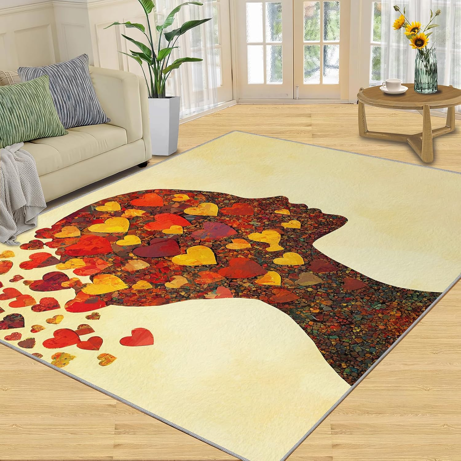 6x8 Abstract Area Rug - Romantic Large Rugs for Living Room, Woman Carpet Area Rug for Girls Bedroom Kids Room Basement Office Classroom