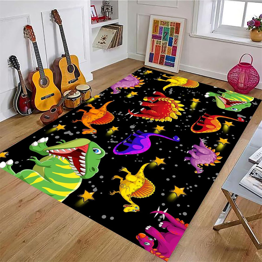 Dinosaur Rugs for Boys Bedroom,6x8ft,Cute Colorful Dinosaur Print Rugs,Kids Rugs for Bedroom Non-Slip Washable Rugs for Living Room and Game Room