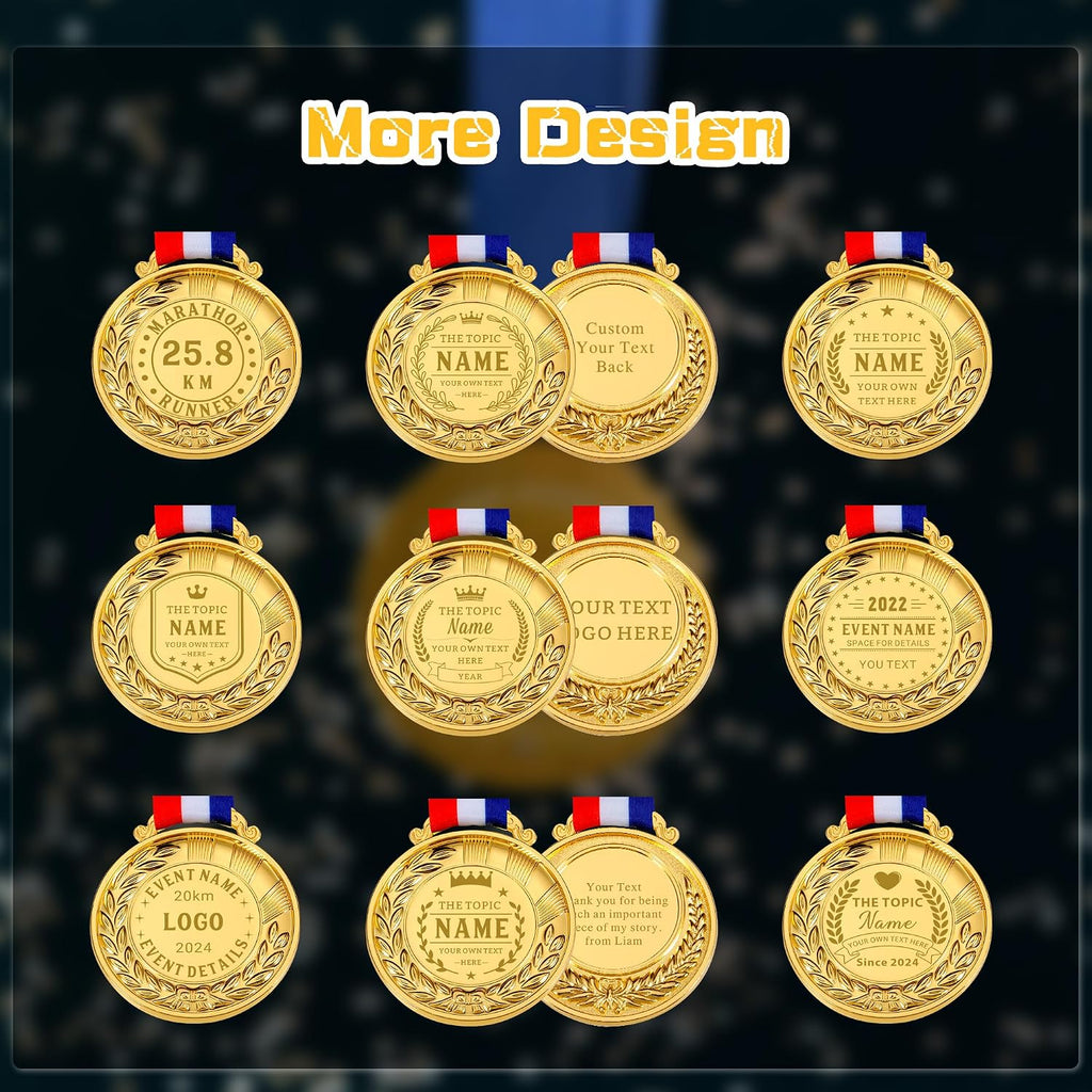10PCS Custom Medals for Awards, Bulk Personalized Medals Design Your Own Award Medals, Wholesale Customized Family Outdoor Events School Awards for Sports Marathon Competitions Office Medals