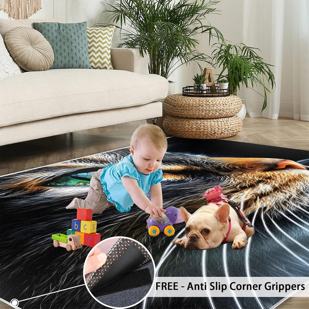 6x8 Cats Area Rug - Cats Large Rugs for Living Room, Animals Carpet Area Rug for Girls Bedroom Kids Room Basement Office Classroom