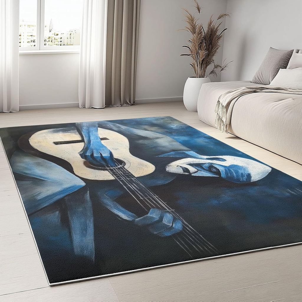 Area Rugs for Living Room Painting Abstract Figure Guitar 5x7 ft Washable Area Rug Modern Non-Slip Indoor Floor Carpet for Bedroom, Farmhouse, Dining Room, Kids Playroom, Home Office