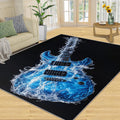 Electric Guitar Rugs for Music Room - 6x8 Rug, Music Area Rugs for Bedroom, Americana Guitars Rugs, Blue Guitars Washable Carpet for Nursery, Musical Carpet, Guitar Home Decor