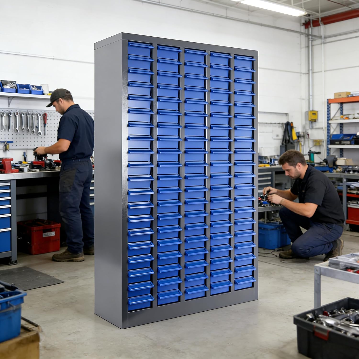 100 Drawers Parts Organizer, Heavy-Duty Nut and Bolt Organizer & Bolt Bin with ABS Drawers, Sturdy Metal Storage Cabinet & Tool Cabinet for Garage, Workshop, Anti-Drop Design (100 Drawer)