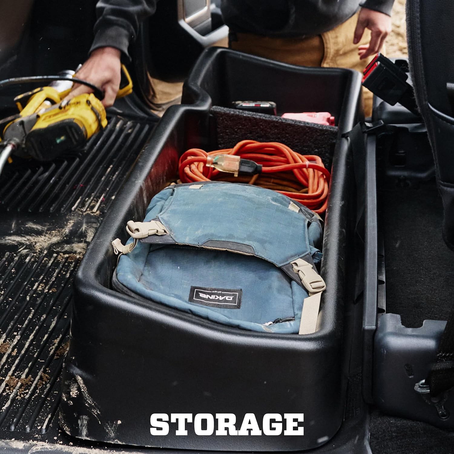 Husky Liners Gearbox - Under Seat Storage Box | 2014-2021 Toyota Tundra Double Cab (w/Out Factory JBL Audio System) - Under Seat Storage Box - Black, 1 Pc. | 09511