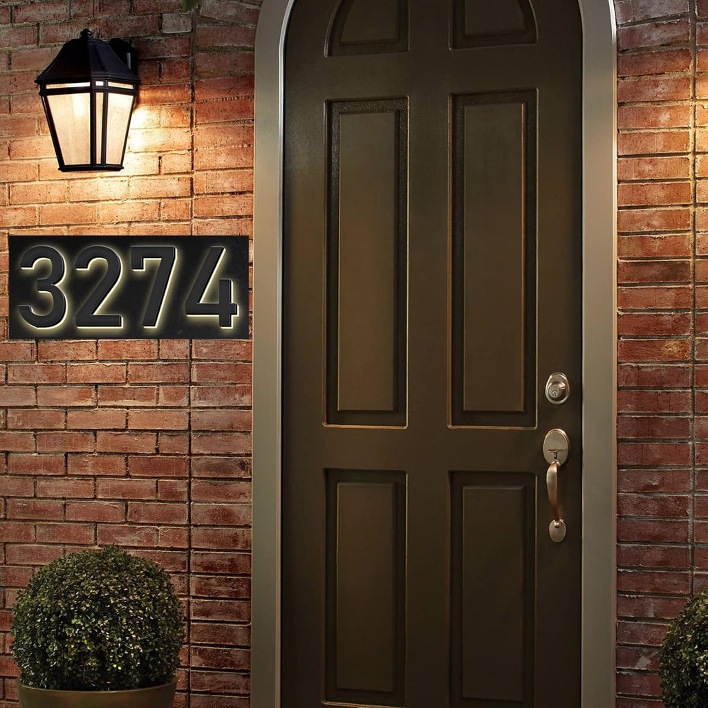 Backlit Illuminated LED House Numbers, Matte Black, Address Signs Lighted Plaque, Outdoor/Indoor, Modern, Weatherproof And Corrosion Resistant, Day & Night,18 Inch/45cm,2