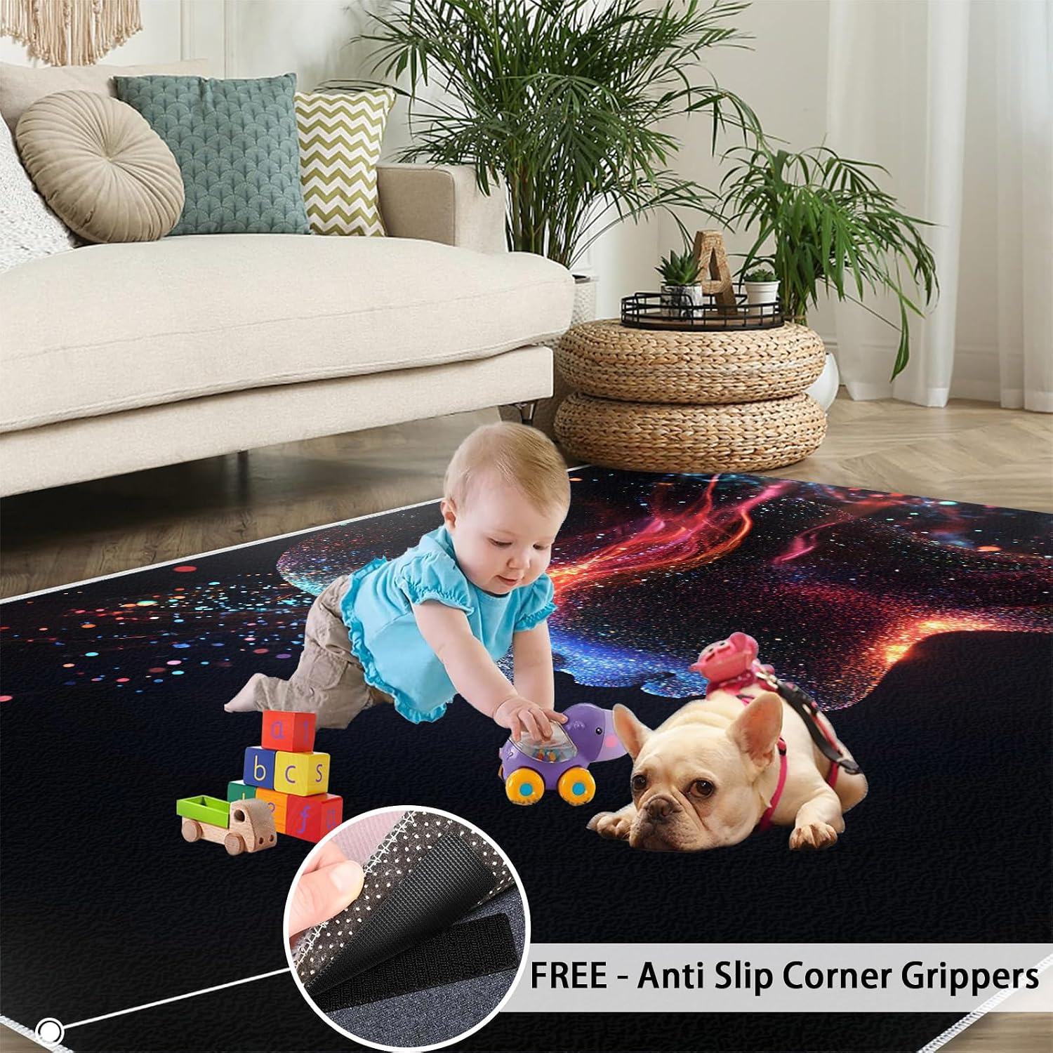 Sci-fi Theme Rug 6x8-6x8 Rug, Human Brain Washable Rugs for Living Room, Woman Carpet, Female Profile Non-Slip Area Rugs for Bedroom, Future Carpet, Sci-fi Home Decor
