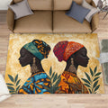 Black Women Area Rug 6x8, African Women Rugs for Living Room, Retro Ethnic Bedroom Rug, Machine Washable Rugs for Sofa Kitchen Dining, Non-Slip Home Decor Carpet