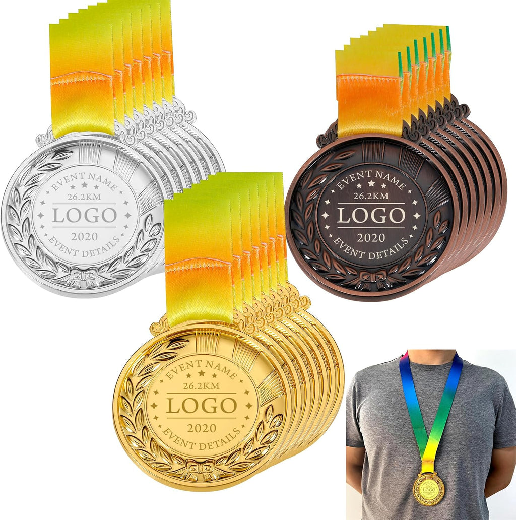 Aizza Beata 10 PCS - Personalized Medals Bulk - Design Your Own Award Medals for Competition, Sports, Party Favors,1st 2nd 3rd Place Medals, Blank Medals, Custom Medals for Awards Bulk
