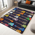 Area Rug Living Room Rugs Cartoon Color Guitar 6x8 ft Ultra Soft Washable Area Rug, Indoor Non-Slip Carpet for Nursery Kids Girls Boys Teen Dorm Home Office Decor