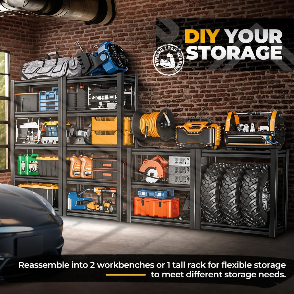 Auto Dynasty 5-Tier Storage Shelves Set of 3, 72' H (3000LBS Capacity) Adjustable Garage Shelving, Metal Storage Utility Rack Shelf Unit for Pantry Kitchen Warehouse, 72' H x 35' W x 16' D, Black