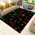 Music Themed Living Room Carpet, 6x8ft, Colorful CD Record Note Playing Mat, Electronic Music Soft Cozy Non-Slip Carpets, Low Pile Dirty Resistant Washable Rugs for Entryway Family