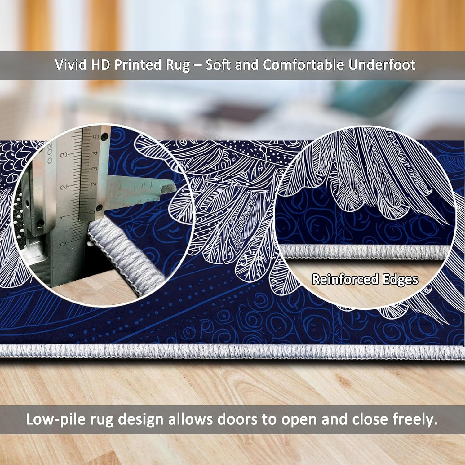 Indoor Non-Slip Area Rug 5 x 7 ft, Abstract Art Washable Rug Viking Runes Animals Birds Low Pile Carpet for Living Room Entryway Kitchen Front Entrance Kids Room Door Mat Laundry