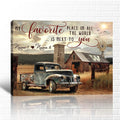 Farmhouse Truck Wall Art, Old Truck Wall Art, Rustic Farmhouse Canvas Wall Art, Vintage Truck Canvas Wall Art, Personalized Valentines Day Gifts, Customized Anniversary Couples Gifts 32x48 Inches
