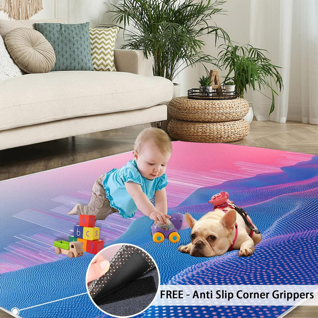 6x8 Digital Terrain Classroom Rugs - Abstract City Playroom Rug, Abstract Art Carpet Area Rug for Girls Bedroom Kids Room Basement Office Classroom