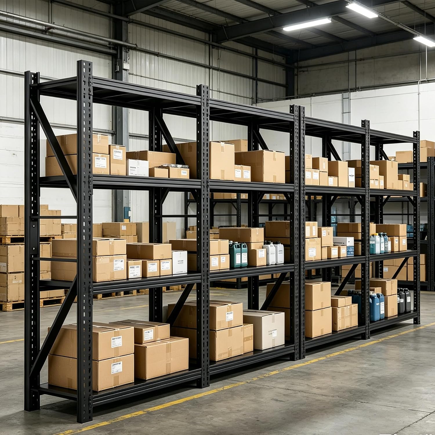 Garage Storage Shelves,73' H*48' W*22.4' D Heavy Duty 4-Tier Metal Shelving Unit with Adjustable Shelves Industrial Garage Shelving for Garage Organization & Warehouse Storage