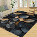 Leaves Rug - 6x8 Rug, Black Gold Leaf Area Rugs for Bedroom, Botanical Rugs for Living Room, Plant Carpet, Washable Carpet, Leaves Home Decor & Gifts