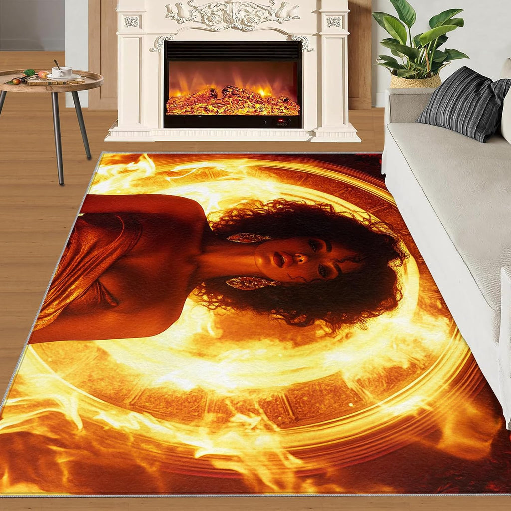 6x8 Female Portrait Area Rug - Fashion Woman Large Rugs for Living Room, Glamorous Woman Carpet Area Rug for Girls Bedroom Kids Room Basement Office Classroom