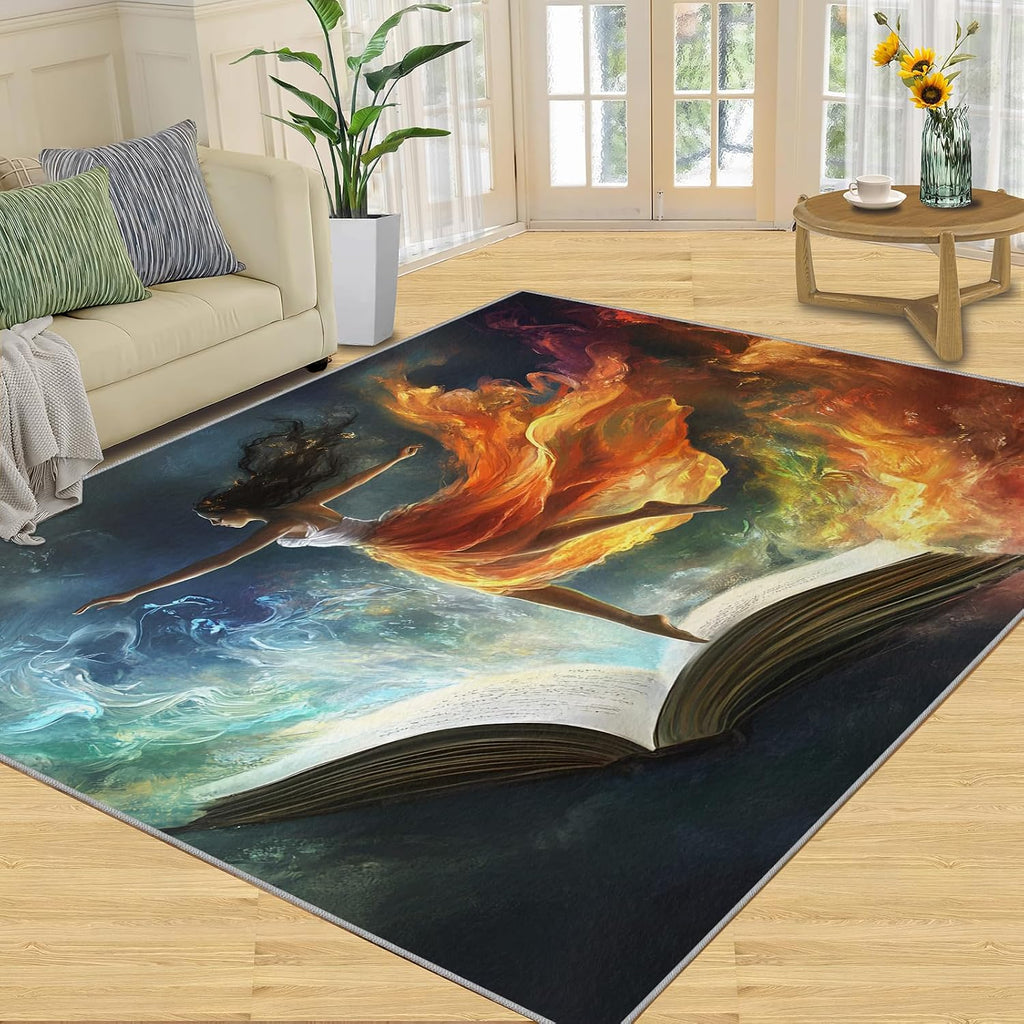 6x8 Dancer Area Rug - Colorful Abstract Large Rugs for Living Room, Fantasy Oil Painting Carpet Area Rug for Girls Bedroom Kids Room Basement Office Classroom